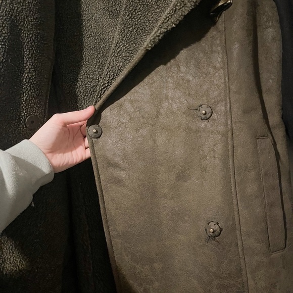 Sam Edelman Metal Clasp Closure Brown Suede-Like Fur Lined Coat Jacket - Picture 7 of 7